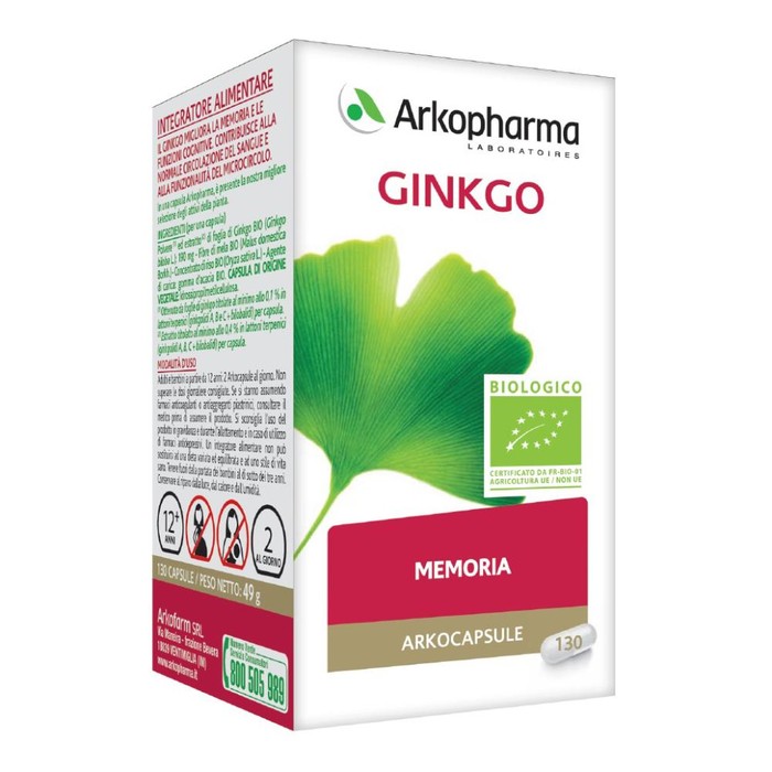 Arkocapsule ginkgo bio 130cps main product photo