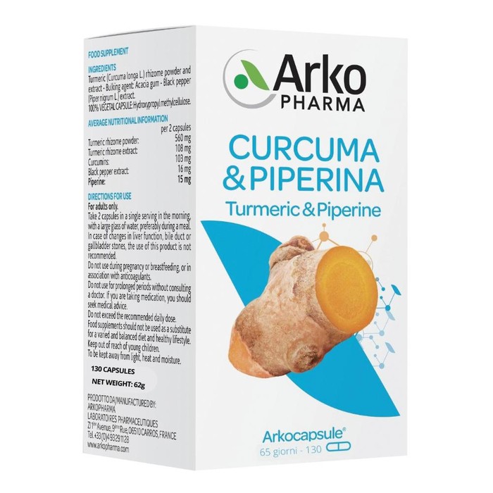 Arkocps curcuma + piperina 130 capsule main product photo