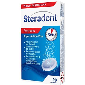 Steradent triple action plus 90 compresse pulenti - 