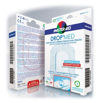 Medicazione compressa autoadesiva dermoattiva ipoallergenica aerata master-aid drop med 10x6 5 pezzi - 