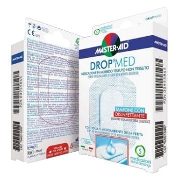 Medicazione compressa autoadesiva dermoattiva ipoallergenica aerata master-aid drop med 10x6 5 pezzi - 