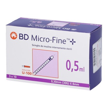 Siringa insulina becton dickinson 0,5 ml 100 ui ago gauge 30 30 pezzi - 
