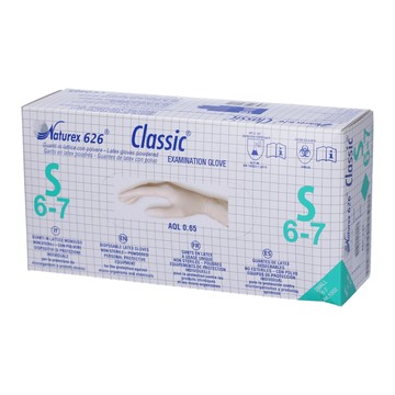 Guanto in lattice monouso non sterile con polvere naturex 626 classic misura small 100 pezzi - 