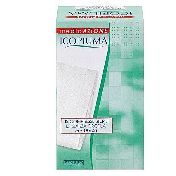 Garza compressa idrofila in cotone piegata sterile icopiuma senza filo di bario titolo 12/8 misura 1 - 