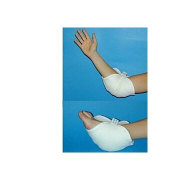 Gomitiera/talloniera in vello sintetico per la prevenzione delle piaghe da decubito a livello dei gomiti e/o dei talloni nei pazienti lungodegenti. sistema di fissaggio a velcro - 
