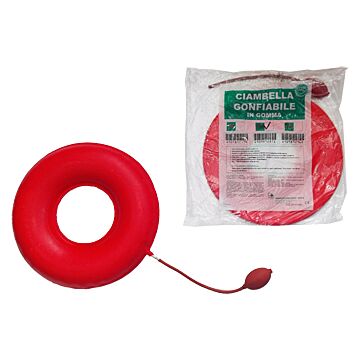 Ciambella gonfiabile per invalidi in gomma rossa team deluxe con pompa 43cm diametro - 