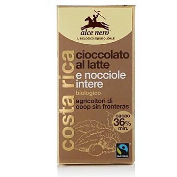Tavoletta cioccolato latte/nocciole bio fairtrade 100 g - 