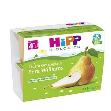 Hipp bio hipp bio frutta grattuggiata pera williams 4x100 g - 