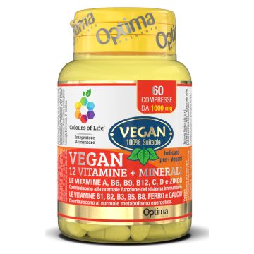 Colours of life vegan 12 vitamine + 3 minerali 60 compresse - 