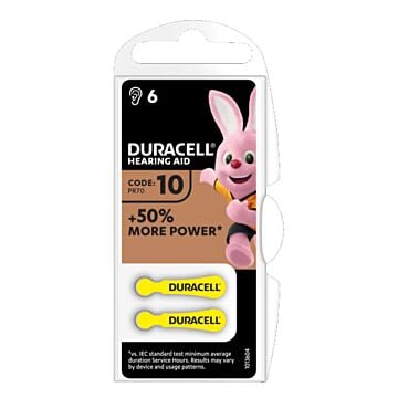 Duracell activair hearing aid easy tab 10 giallo batteria per apparecchio acustico 6 pezzi - 
