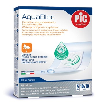Cerotto pic aquabloc 10x10cm antibatterico 5 pezzi - 