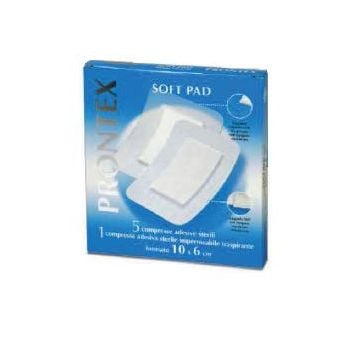 Garza compressa prontex soft pad 10x6 cm 6 pezzi (5 tnt + 1 impermeabile aqua pad) - 