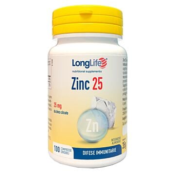 Longlife zinc 25 mg 100 compresse - 