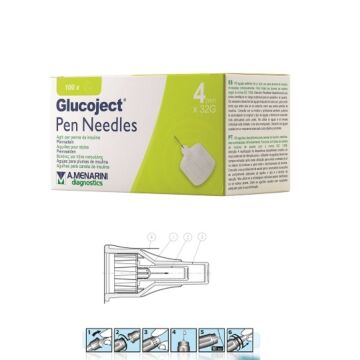 Ago per penna da insulina glucoject lunghezza 4 mm gauge 32 100 pezzi - 