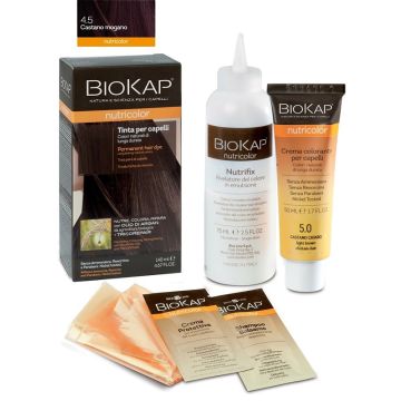 Biokap nutricolor 4,5 castano mogano tinta tubo + flacone - 