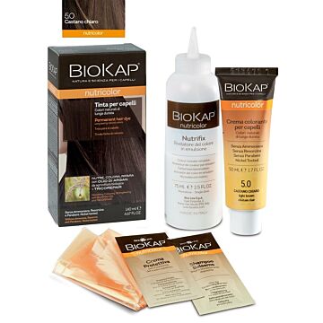 Biokap nutricolor 5,0 castano chiaro tinta tubo + flacone - 