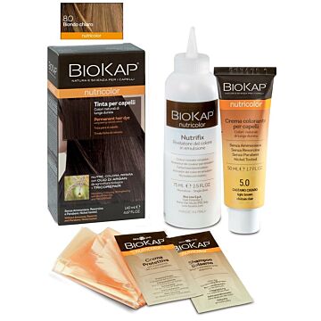 Biokap nutricolor 8,0 new biondo chiaro tinta tubo + flacone - 
