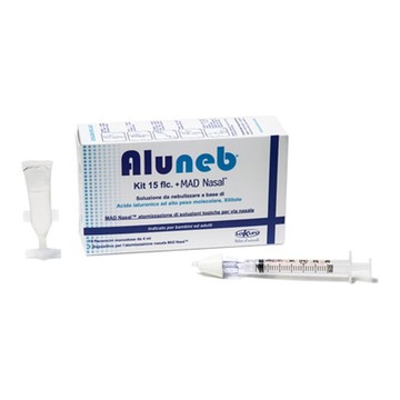 Aluneb kit soluzione isotonica 15 flaconcini da 4 ml + mad nasal atomizzatore - 