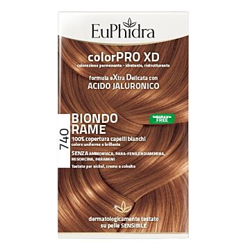 Euphidra colorpro xd 740 biondo rame gel colorante capelli in flacone + attivante + balsamo + guanti - 