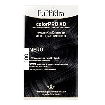 Euphidra colorpro xd 100 nero gel colorante capelli in flacone + attivante + balsamo + guanti - 