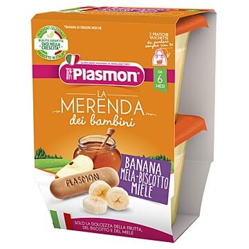 Plasmon la merenda dei bambini merende banana mela biscotto miele asettico 2 x 120 g - 