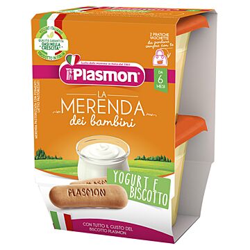 Plasmon la merenda dei bambini sapore di natura yogurt biscotto asettico 2 x 120 g - 