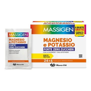 Massigen magnesio potassio forte zero zucchero 24 bustine + 6 bustine - 