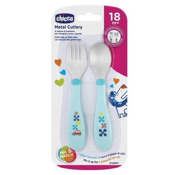 Chicco posate inox 18m+ azzurro/verde - 