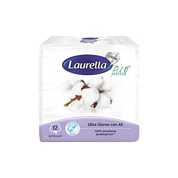 Assorbente laurella in cotone ultra giorno con ali 12 pezzi - 