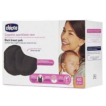 Chicco coppetta assorbilatte antibatterica nera 60 pezzi - 