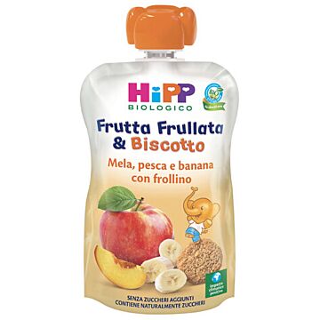 Hipp bio frutta frullata &biscotto mela pesca banana frollino 90 g - 