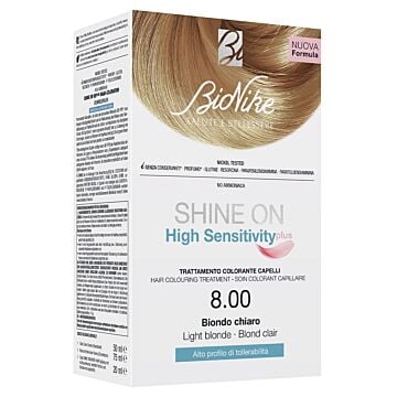 Shine on high sensitivity plus biondo chiaro 8,00 rivelatore in crema 75 ml + crema colorante 50 ml - 