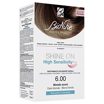 Shine on high sensitivity plus biondo scuro 6,00 rivelatore in crema 75 ml + crema colorante 50 ml - 