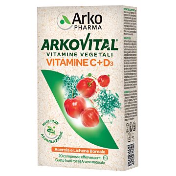 Arkovital vitamine c+d3 20 compresse effervescenti gusto frutti rossi - 