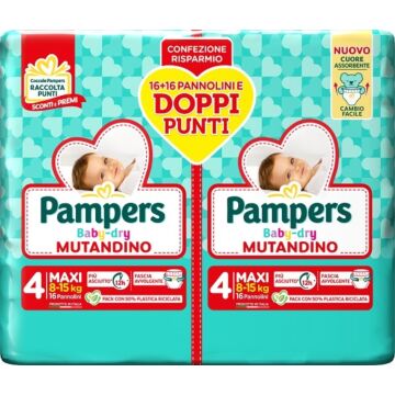 Pampers baby dry pannolino mutandina maxi duo downcount 32 pezzi - 