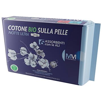 Munus medical assorbente notte ultra con ali cotone bio sulla pelle 320 mm 6 pezzi - 