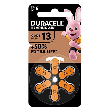 Duracell easy tab 13 arancio batteria per apparecchio acustico 6 pezzi - 