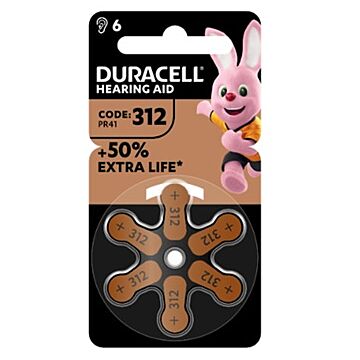 Duracell easy tab 312 marrone batteria per apparecchio acustico 6 pezzi - 