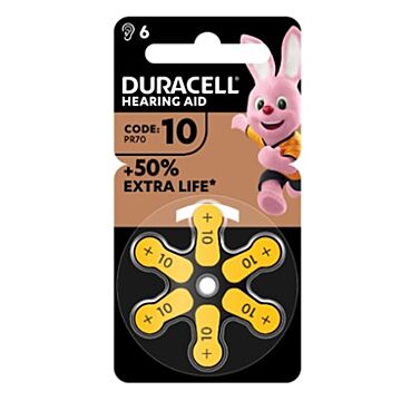 Duracell easy tab 10 giallo batteria per apparecchio acustico 6 pezzi - 